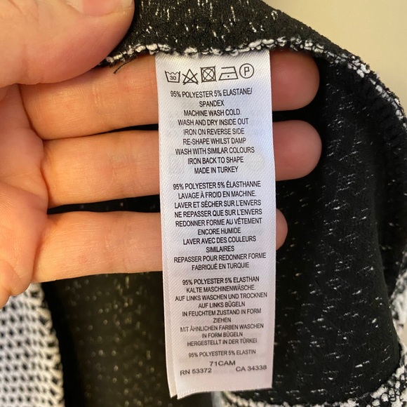 French Connection | Black & White Dress - Deep V and Peplum Bottom | Size 4 - Picture 4 of 10